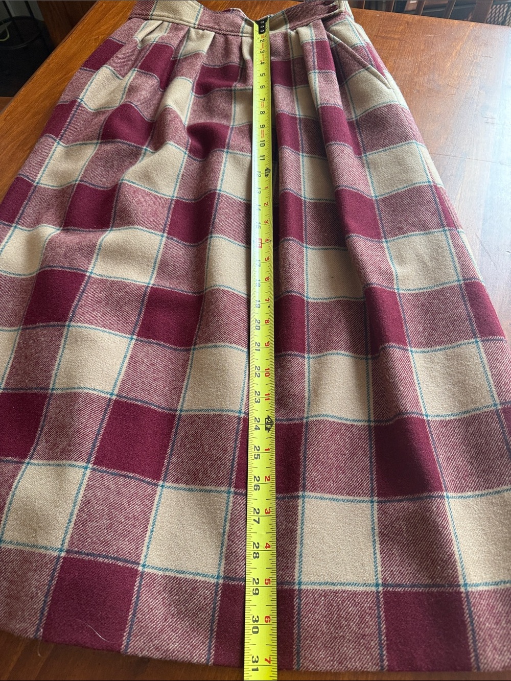 Vintage Pendleton 100% Virgin Wool Buffalo Check Midi Skirt 26” Waist A-line USA - Picture 8 of 14